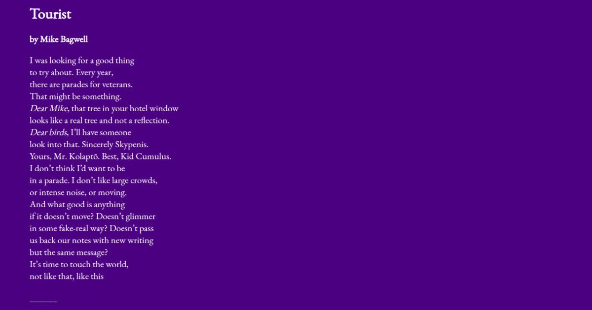 Tourist — published in Burial