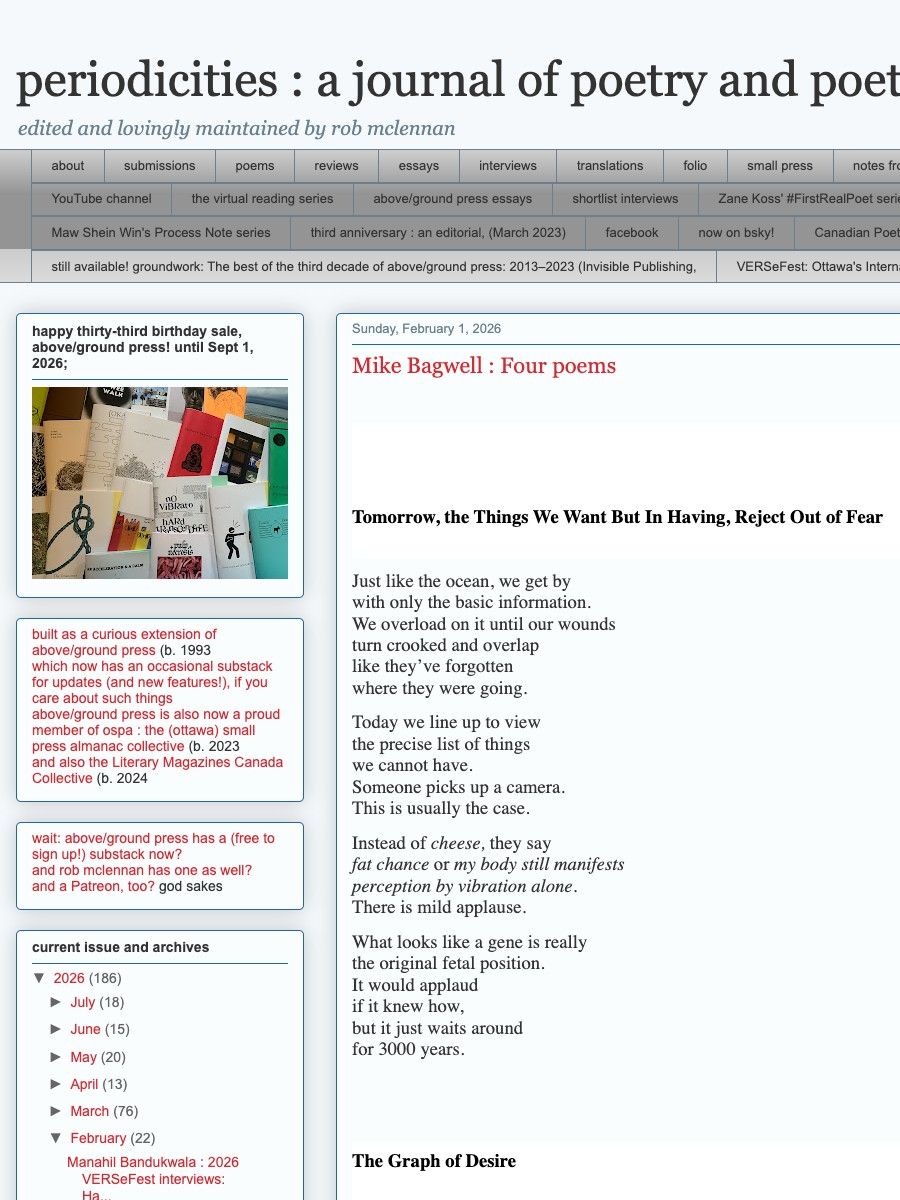 Poems in Periodicities — published in Periodicities