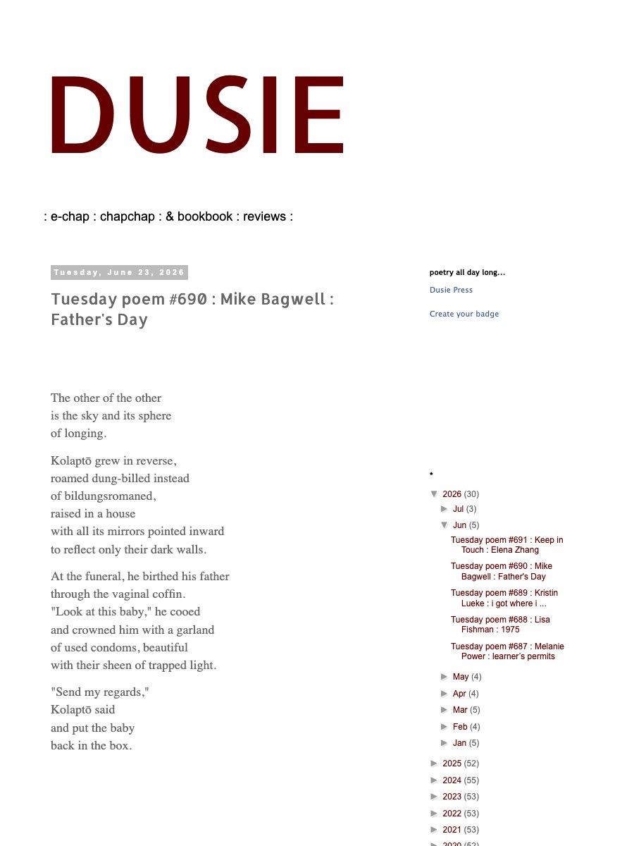 Dusie — published in Dusie